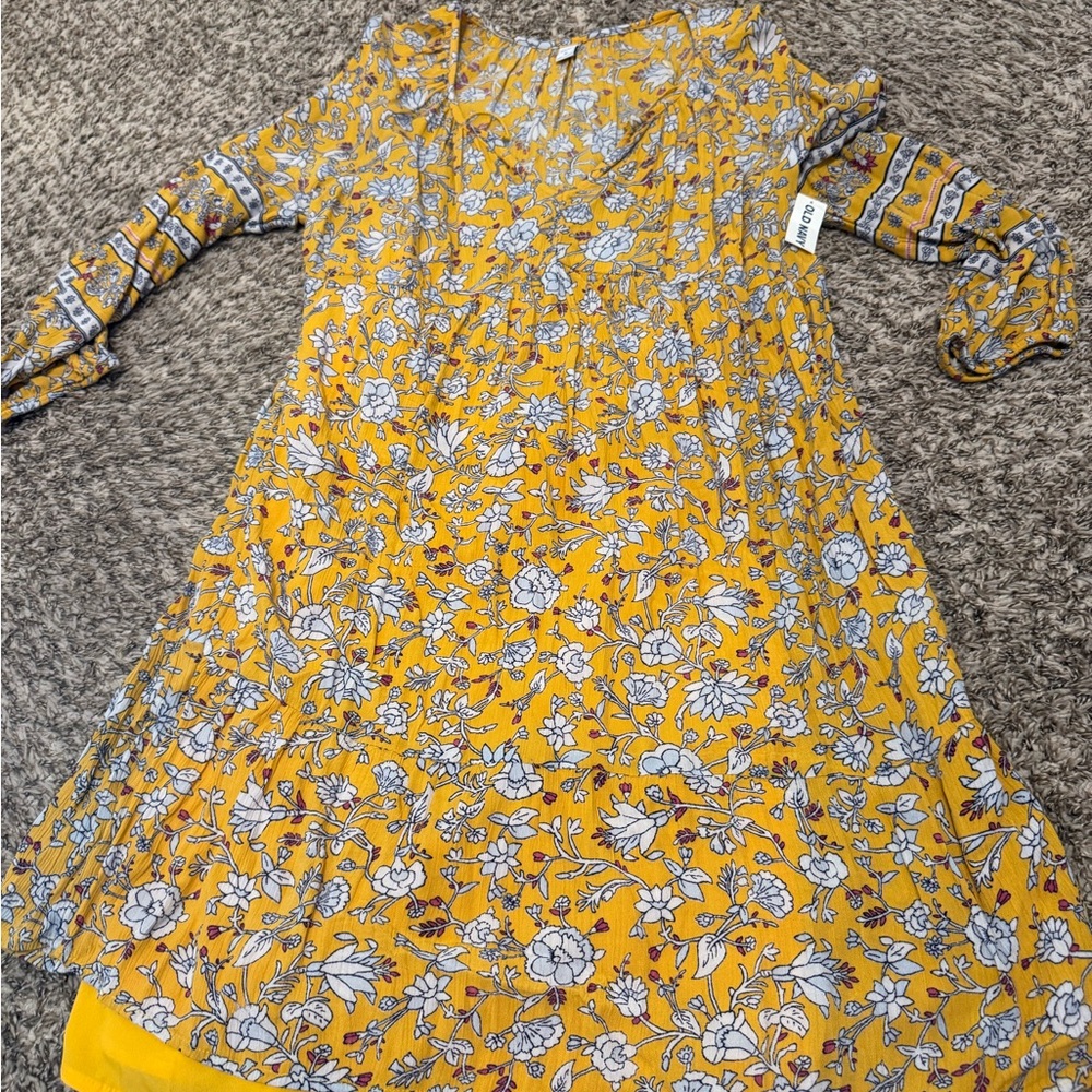Old Navy Yellow Floral Midi Dress